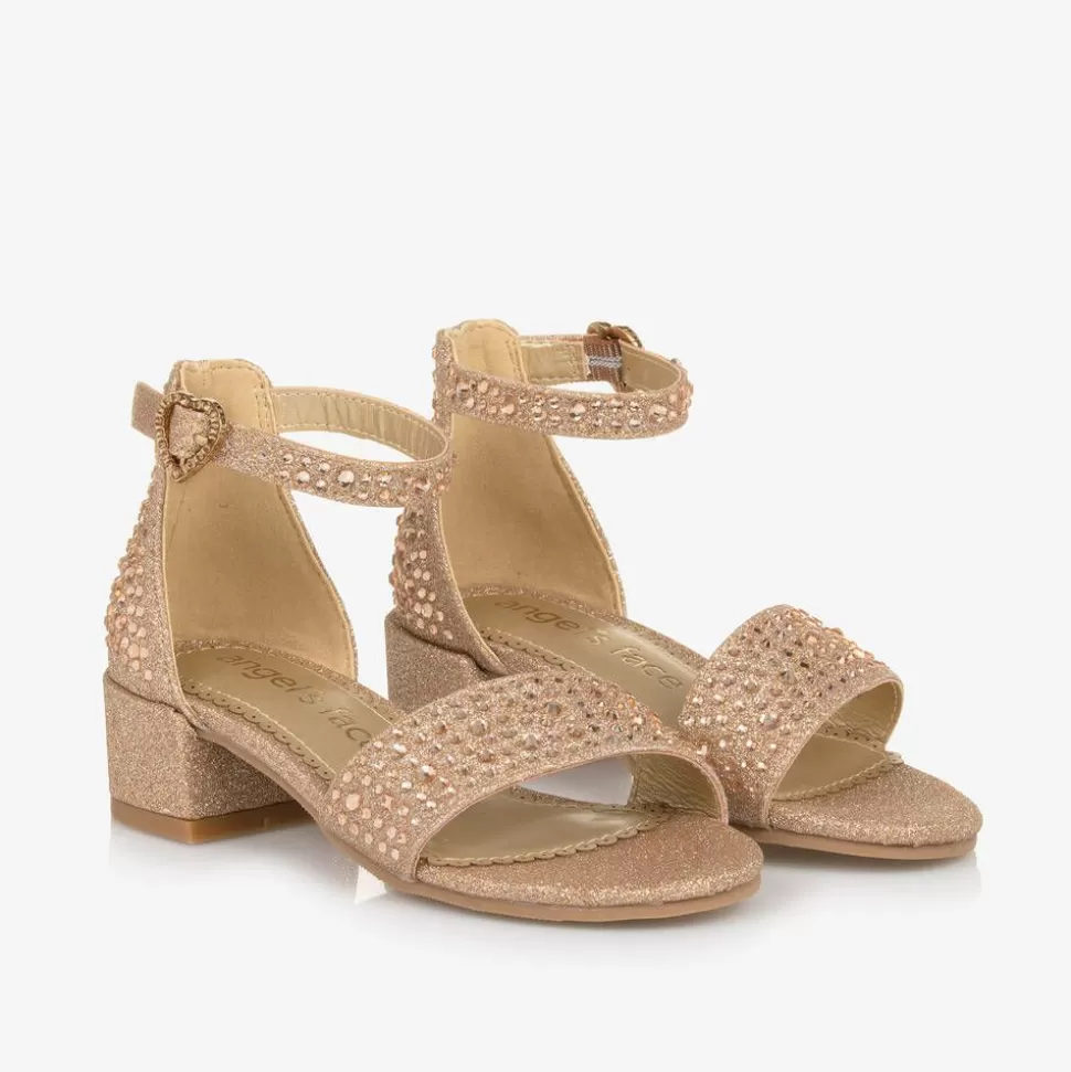 Angels Face Rose Gold Diamante Heeled Sandals^ Sandals | Sandals