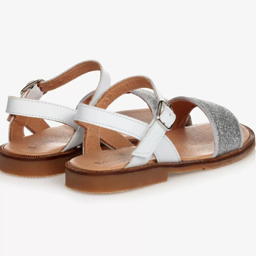 Childrens Classics Silver Glitter Leather Sandals^ Sandals
