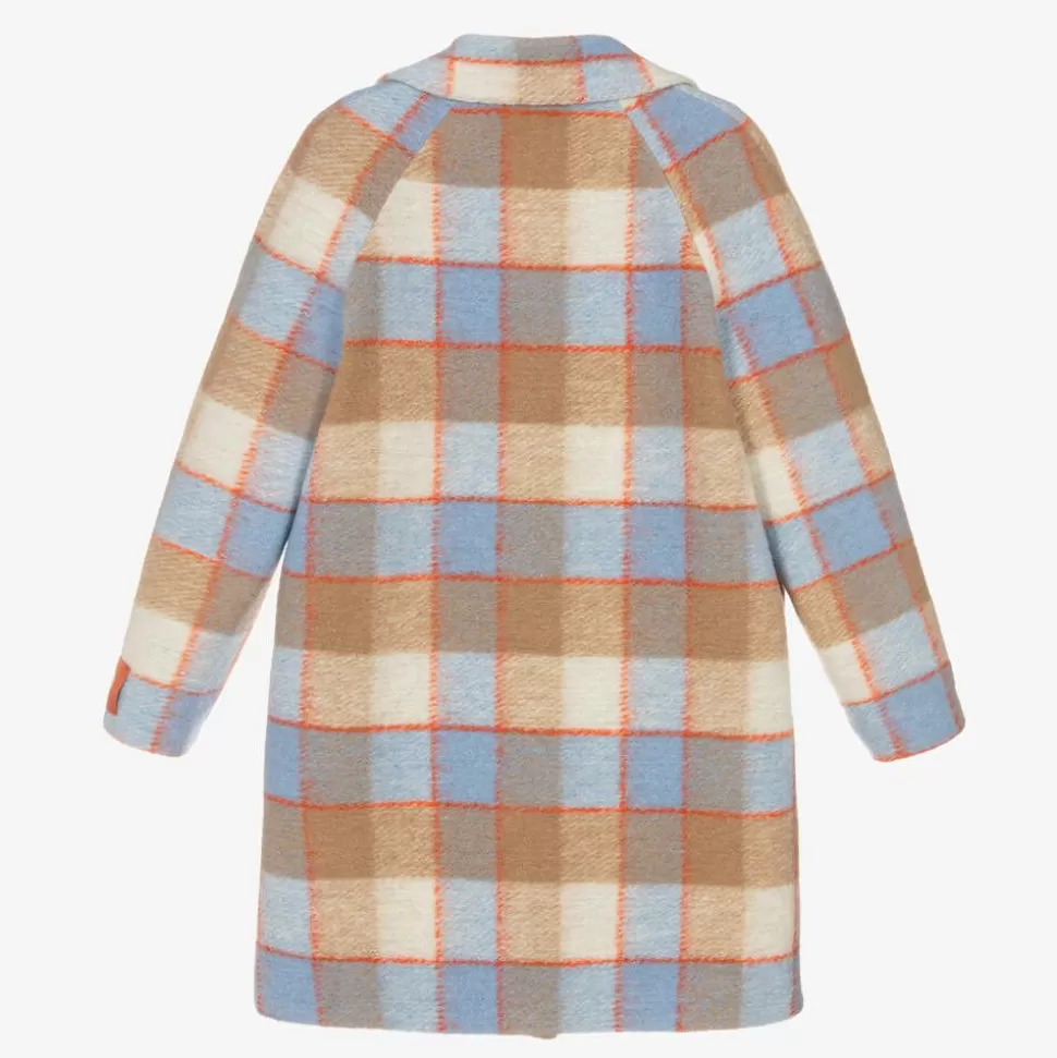 Gucci Teen Boys Beige & Blue Check Wool Coat^BOY Coats & Jackets
