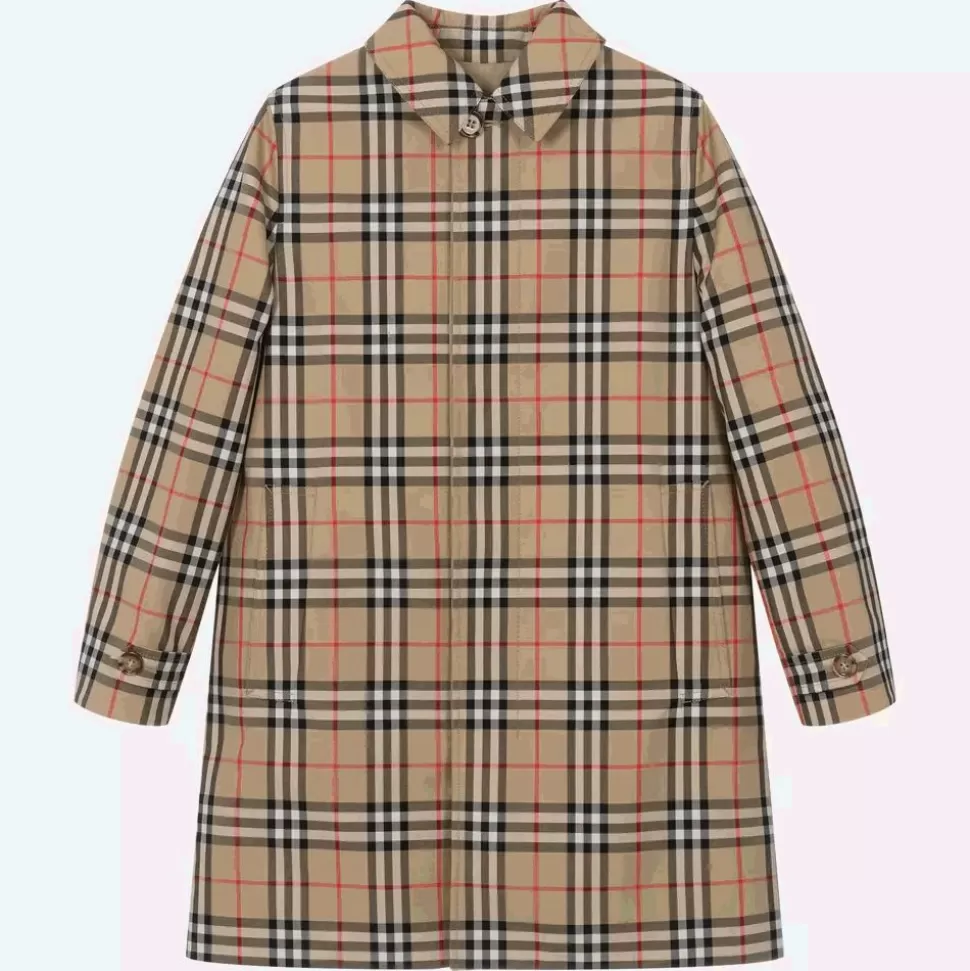 Burberry Teen Boys Beige Check Reversible Car Coat^BOY Coats & Jackets