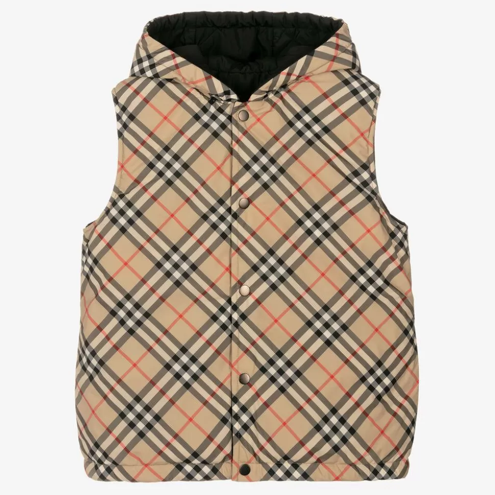 Burberry Teen Boys Beige Vintage Check Reversible Gilet^BOY Coats & Jackets