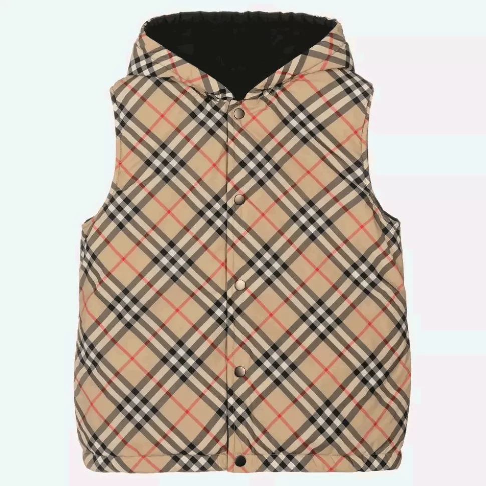 Burberry Teen Boys Beige Vintage Check Reversible Gilet^BOY Coats & Jackets