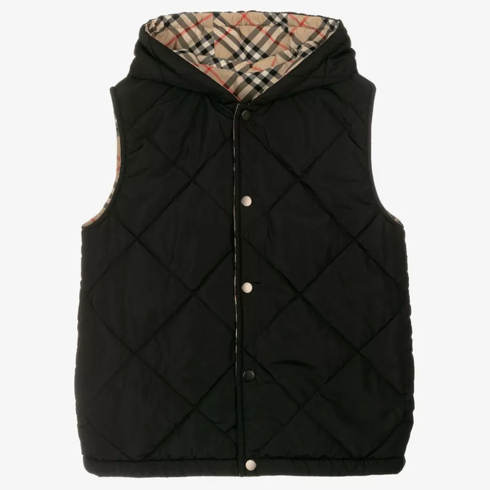 Burberry Teen Boys Beige Vintage Check Reversible Gilet^BOY Coats & Jackets