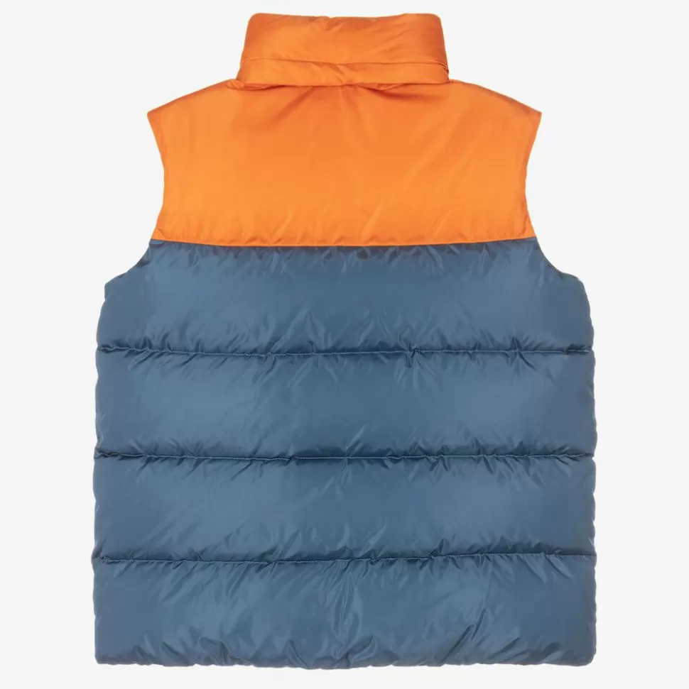 Gucci Teen Boys Blue & Orange Puffer Gilet^BOY Coats & Jackets