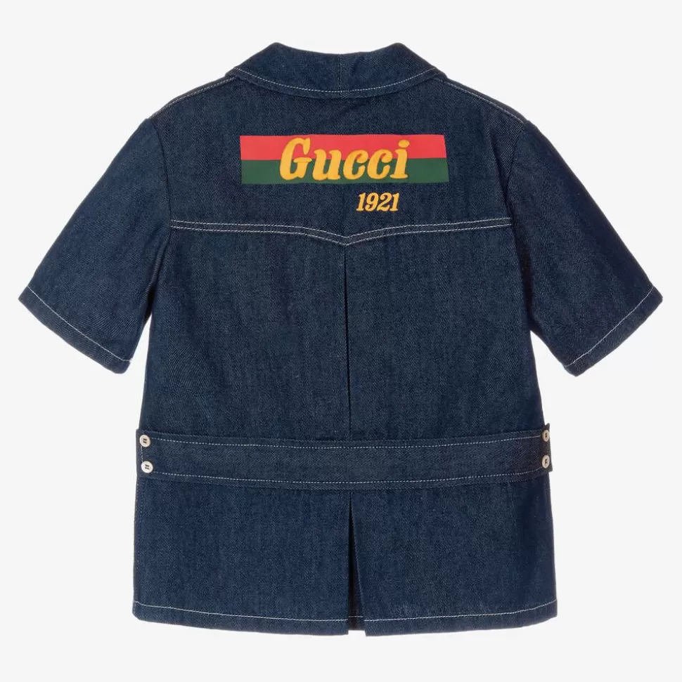 Gucci Teen Boys Blue Denim Logo Jacket^BOY Coats & Jackets