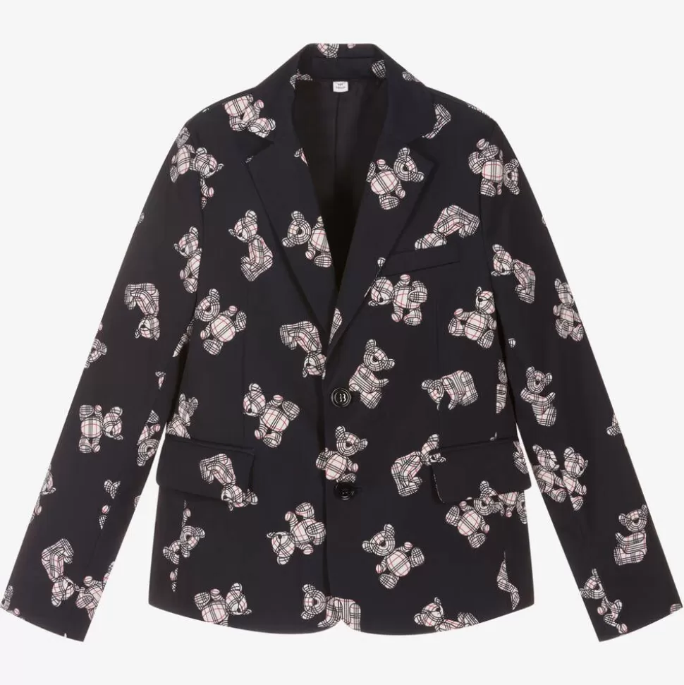 Burberry Teen Boys Blue Thomas Bear Blazer^BOY Coats & Jackets