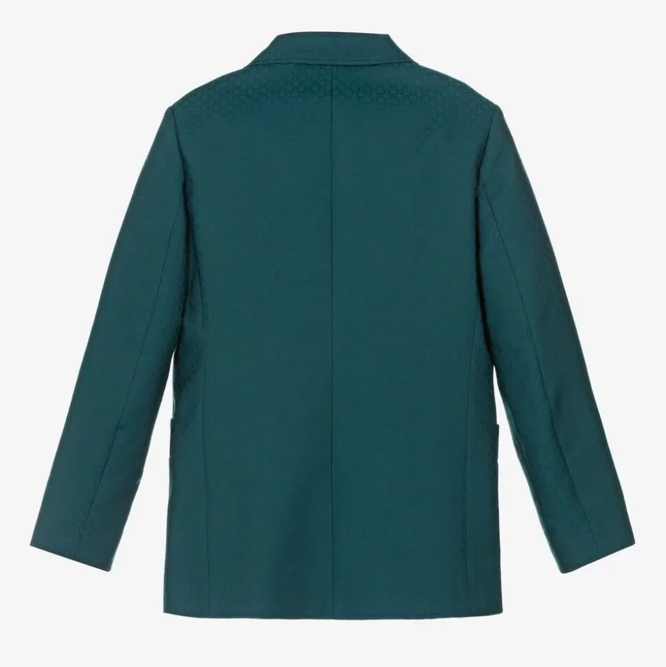 Gucci Teen Boys Blue Wool Square G Blazer^BOY Coats & Jackets
