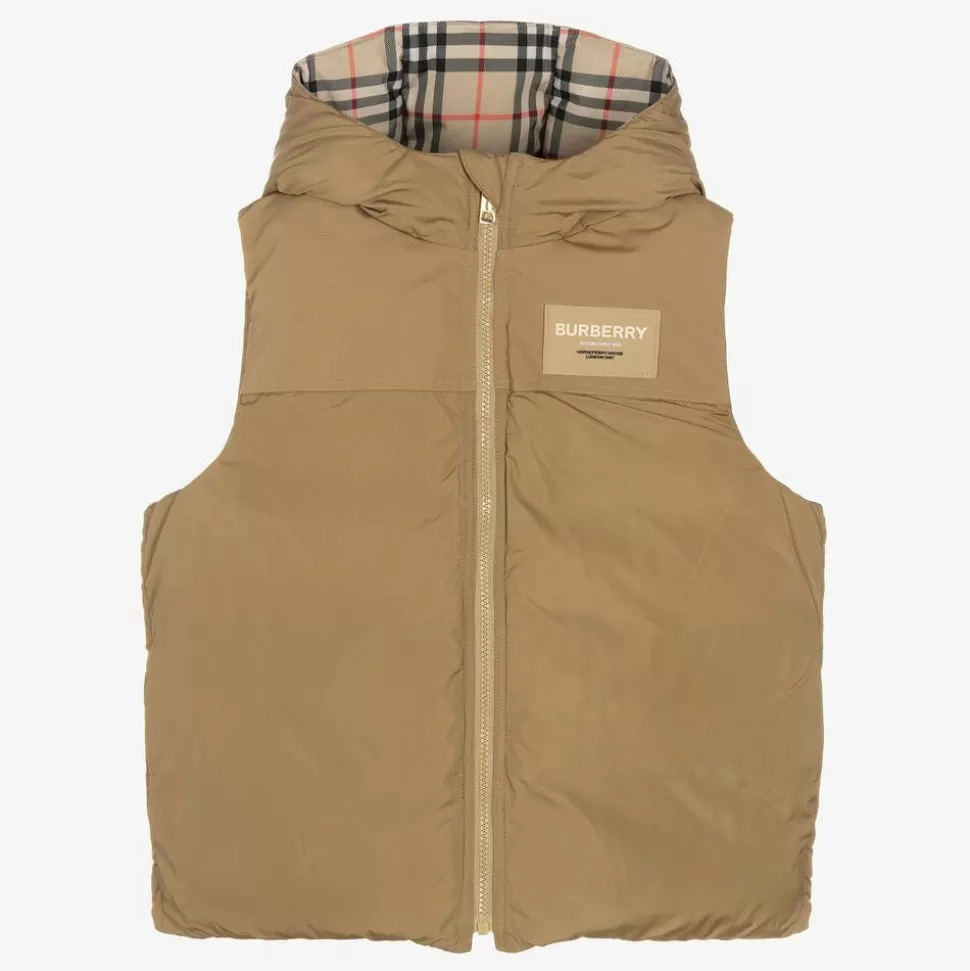 Burberry Teen Boys Check Reversible Down Gilet^BOY Coats & Jackets
