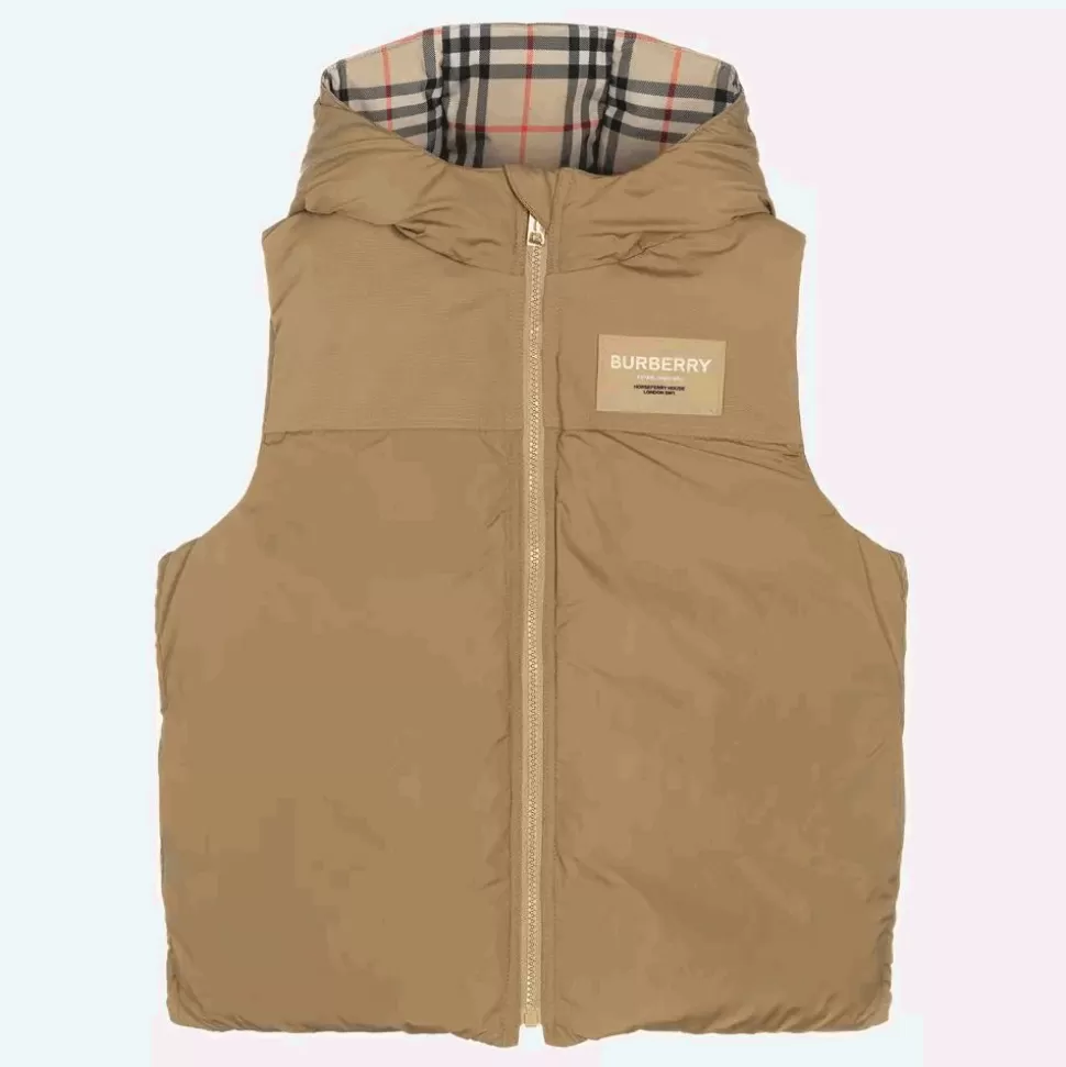 Burberry Teen Boys Check Reversible Down Gilet^BOY Coats & Jackets