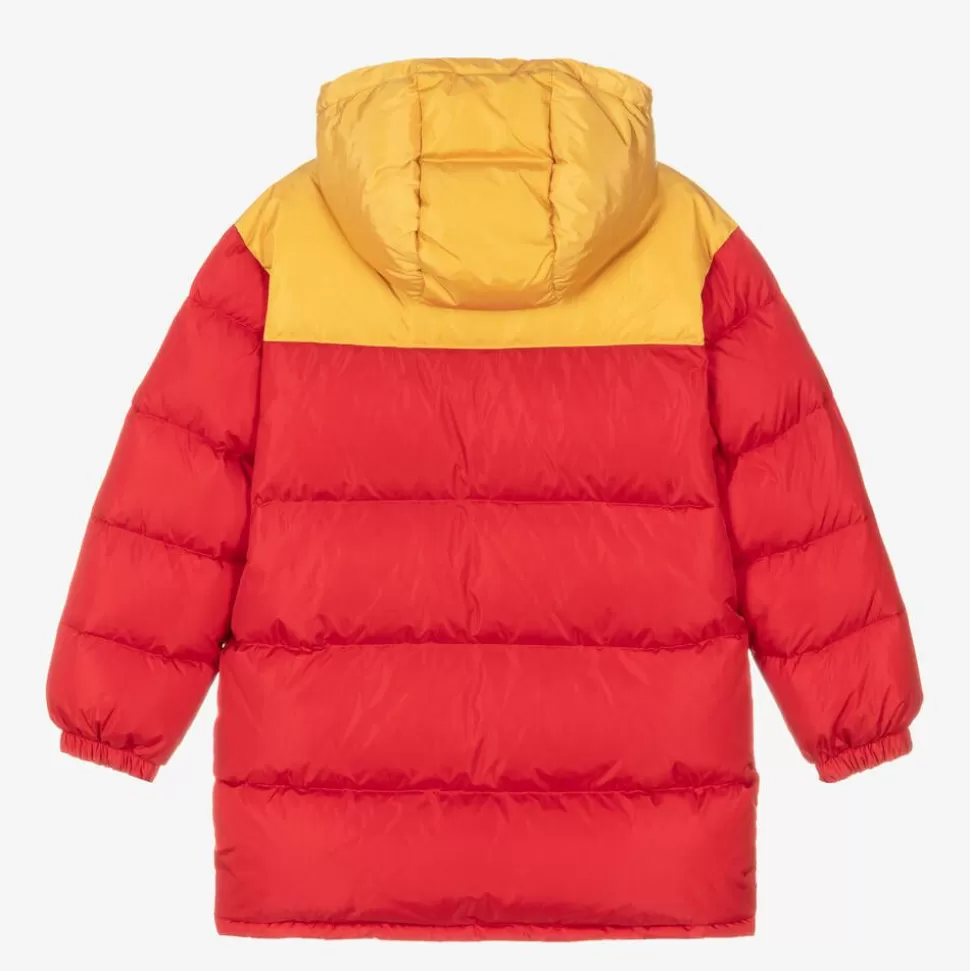 Gucci Teen Boys Red & Yellow Hooded Puffer Coat^BOY Coats & Jackets