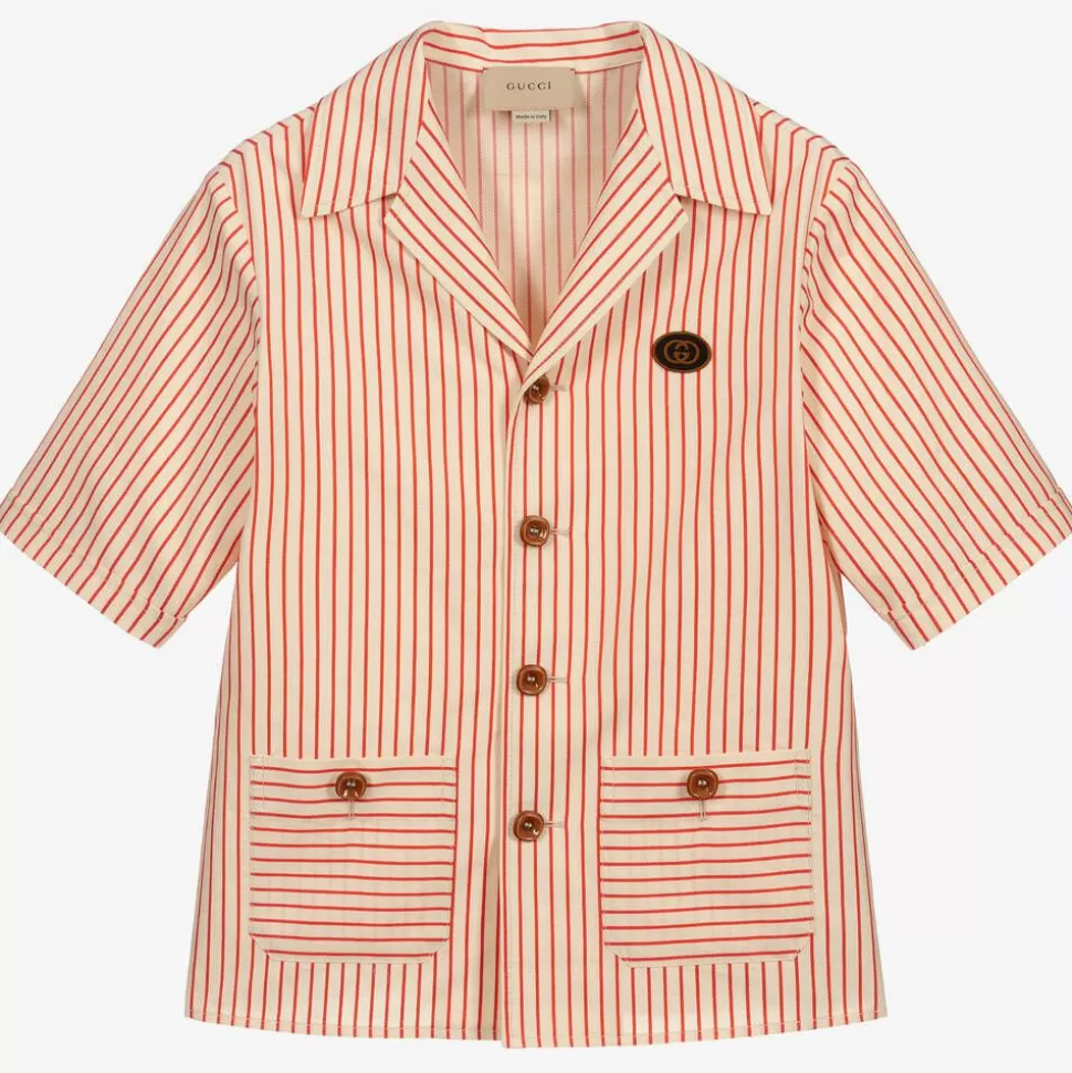 Gucci Teen Red Striped Logo Jacket^BOY Coats & Jackets