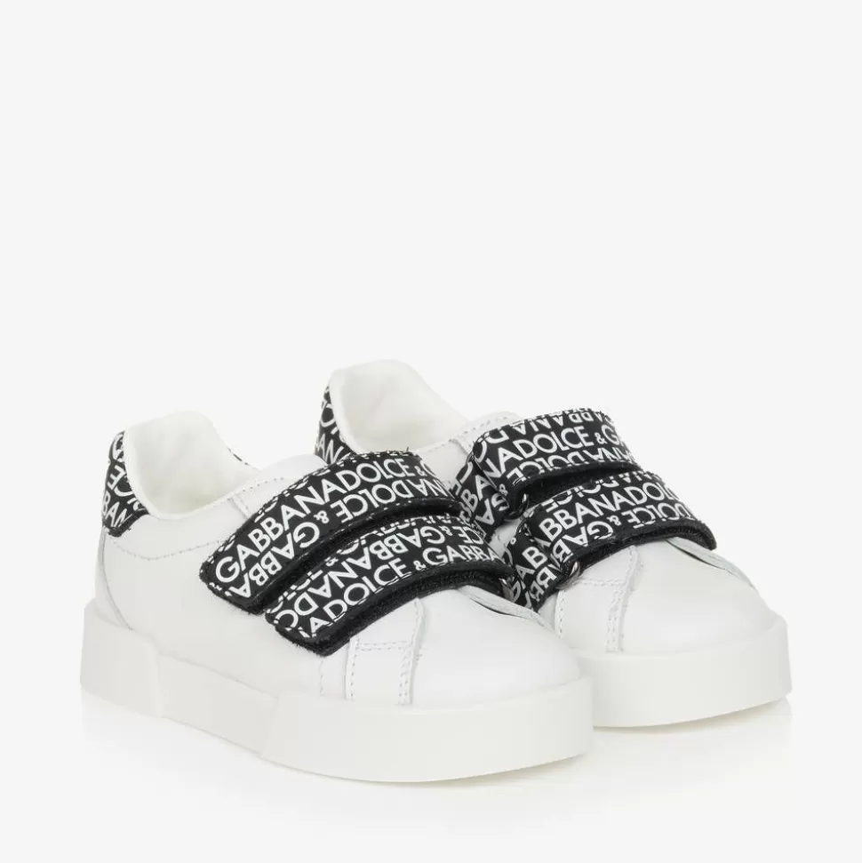 Dolce amp; Gabbana White & Black Leather Baby Trainers^ Trainers
