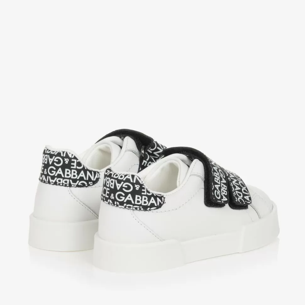 Dolce amp; Gabbana White & Black Leather Baby Trainers^ Trainers