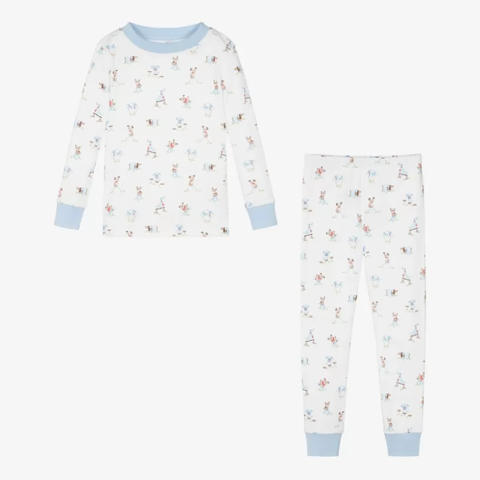 Kissy Kissy White & Blue Cotton Playground Pups Pyjamas^BOY Nightwear