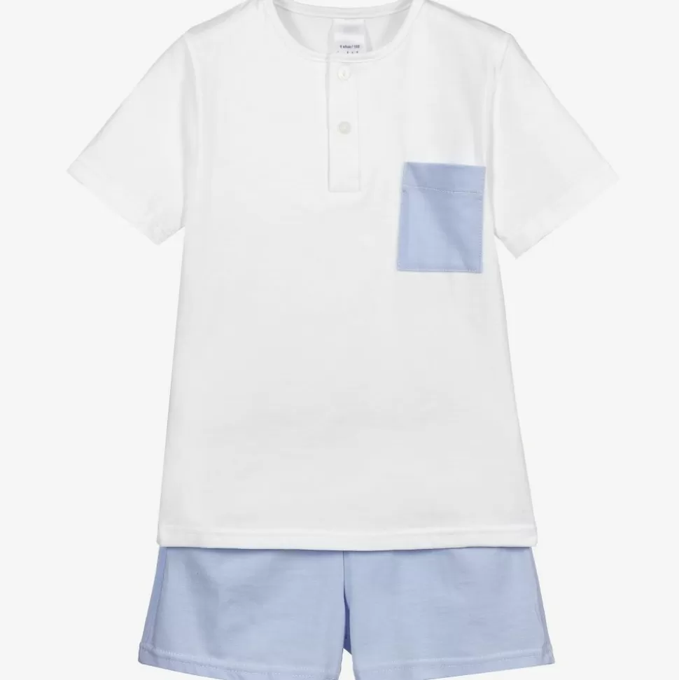 Babidu White & Blue Short Pyjamas^BOY Nightwear
