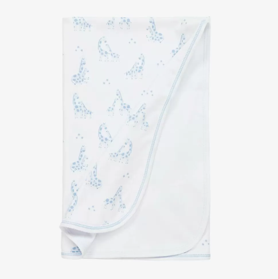 Kissy Kissy White & Blue Giraffe Glee Pima Cotton Blanket (73cm)^ Gifts