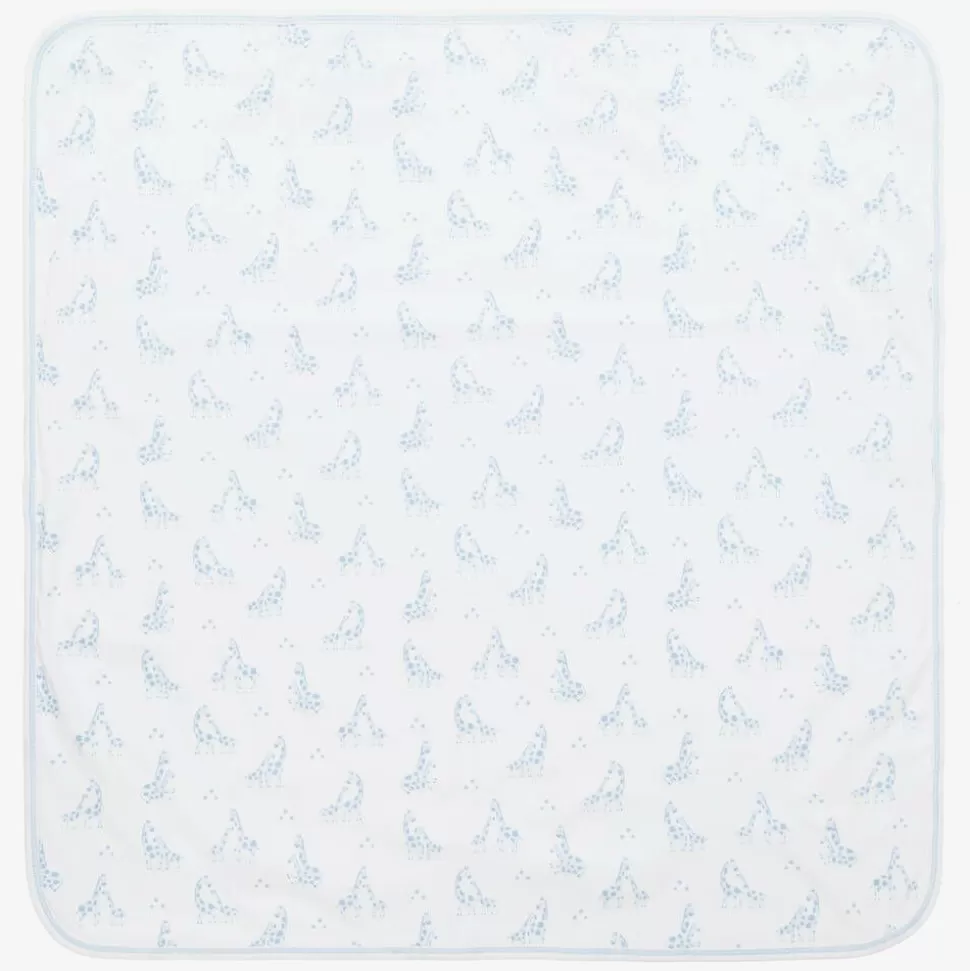 Kissy Kissy White & Blue Giraffe Glee Pima Cotton Blanket (73cm)^ Gifts