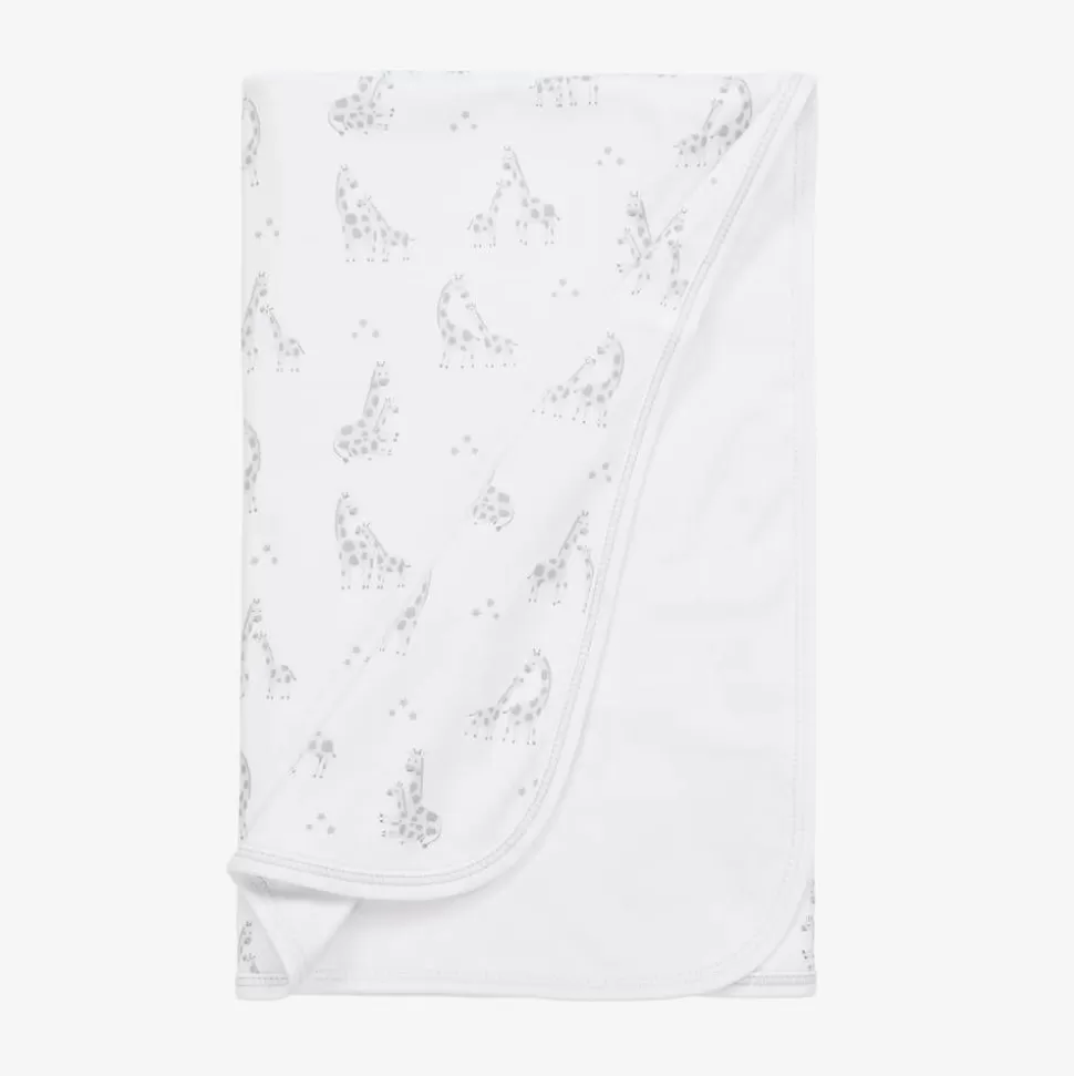 Kissy Kissy White & Grey Giraffe Glee Pima Cotton Blanket (73cm)^ Gifts