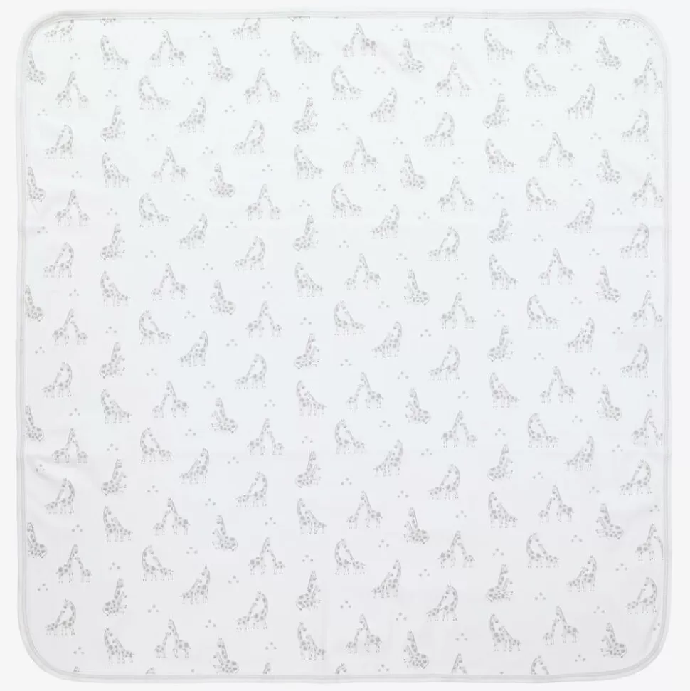 Kissy Kissy White & Grey Giraffe Glee Pima Cotton Blanket (73cm)^ Gifts