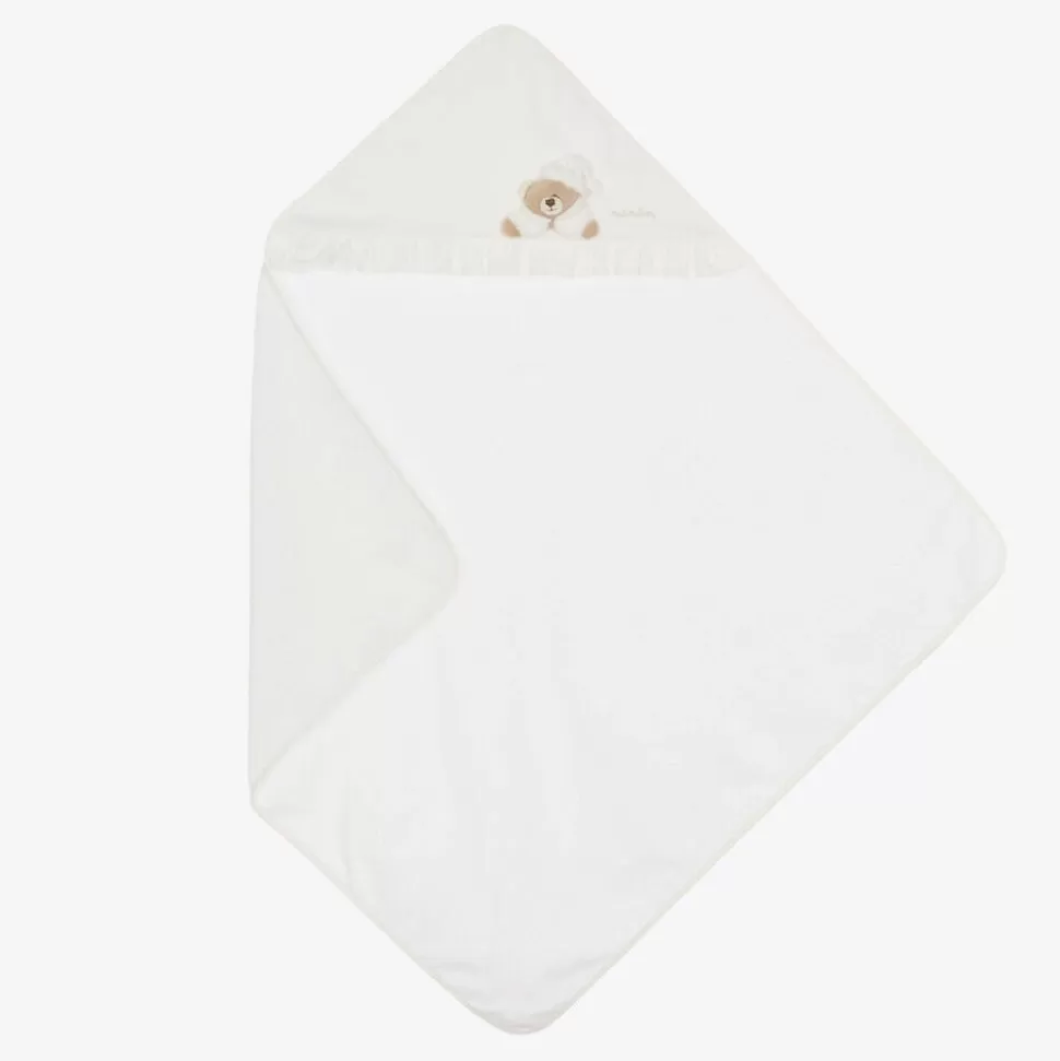 Nanán White & Ivory Hooded Baby Towel (74cm)^ Towels & Robes
