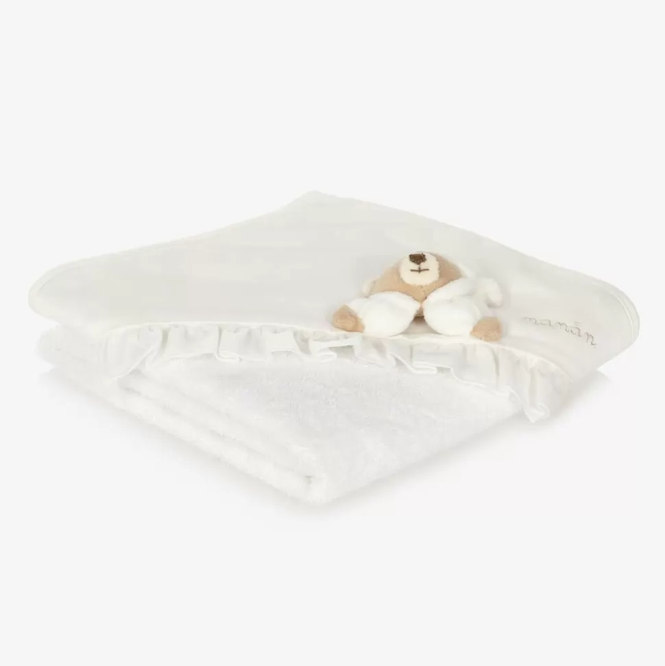 Nanán White & Ivory Hooded Baby Towel (74cm)^ Towels & Robes