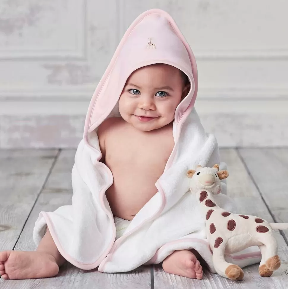 Kissy Kissy White & Pink Cotton Hooded Towel & Mitt Set^ Towels & Robes