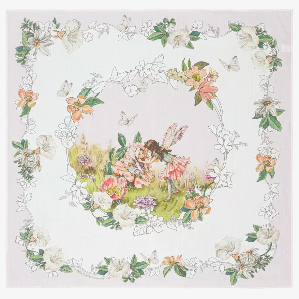 Flower Fairies™ by Childrensalon White & Pink Cotton Swaddle (100cm)^ Sleeping Accessories