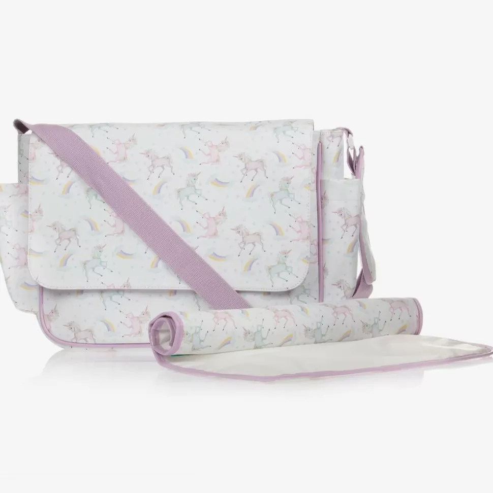 Powell Craft White & Pink Unicorn Baby Changing Bag (39cm)^ Bags