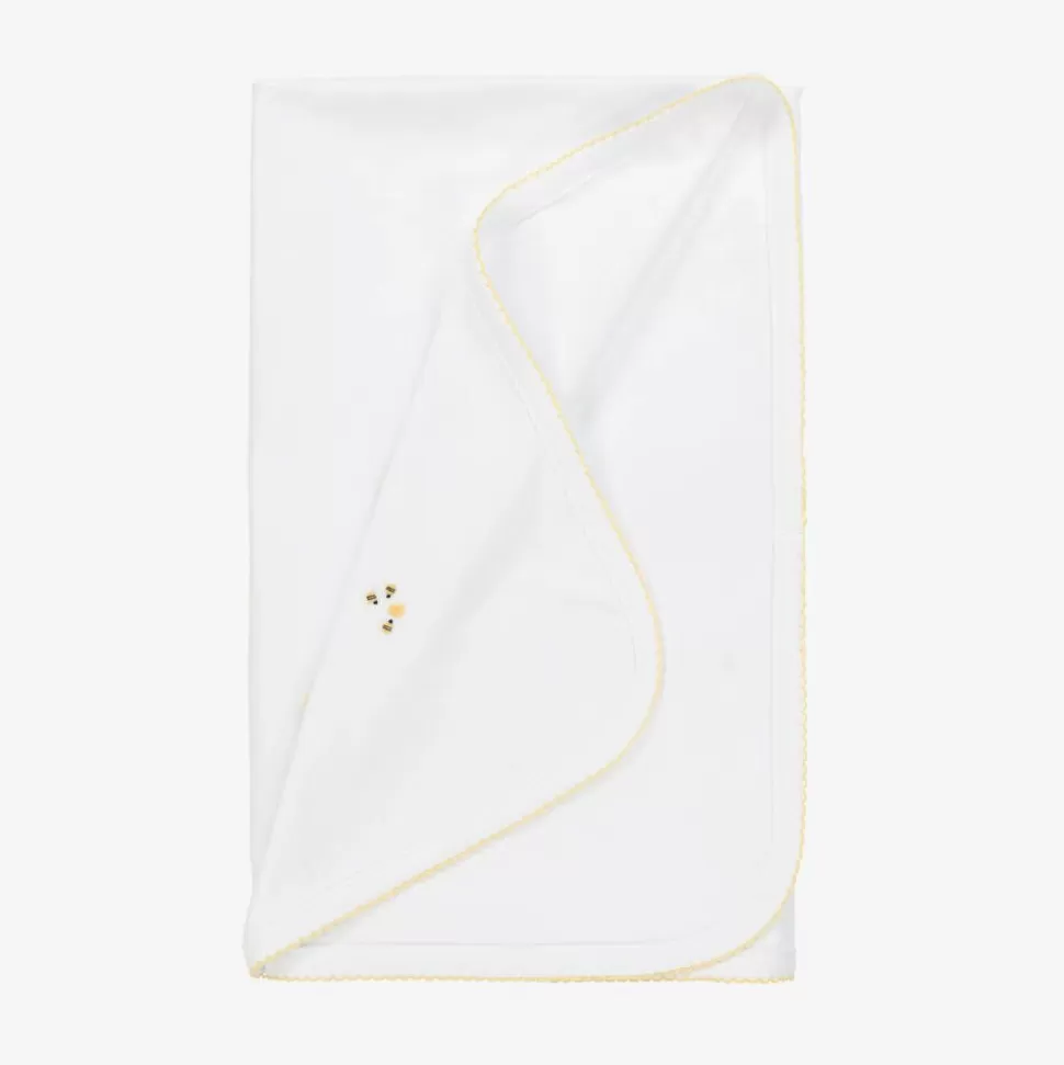 Kissy Kissy White Bee Hive Pima Cotton Blanket (73cm)^ Blankets & Shawls