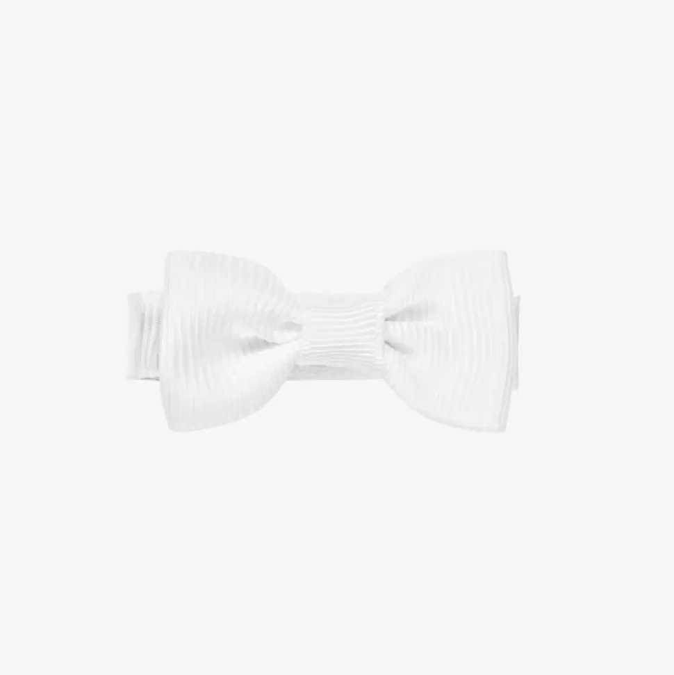 Peach Ribbons White Bow Hair Clip (5cm)^ Hair Accessories