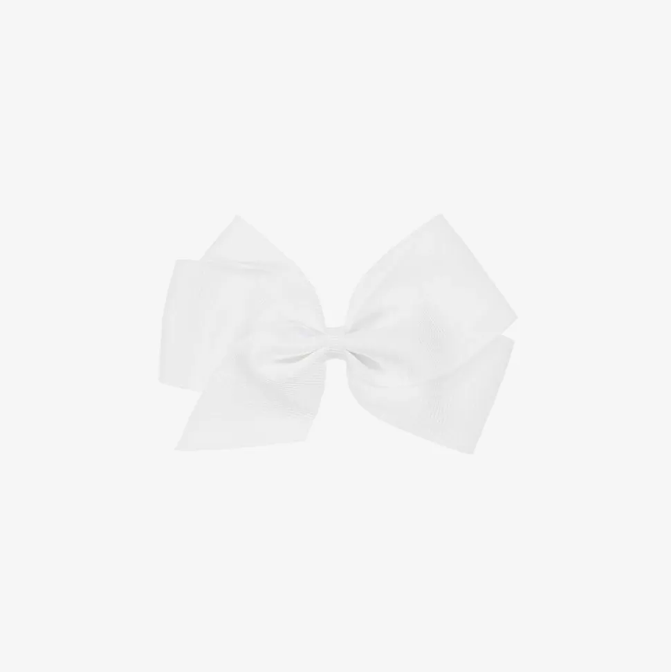 Peach Ribbons White Bow Hair Clip (12cm)^ Hair Accessories