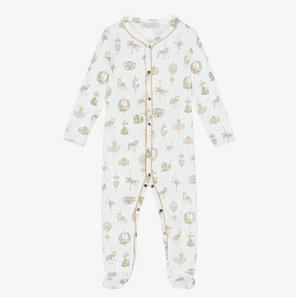 Atelier Choux Paris White Carousel Print Cotton Babygrow^ Babysuits
