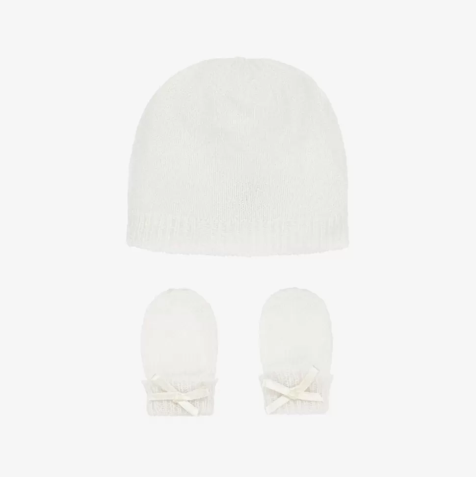 G.H.Hurt amp; Son White Cashmere Baby Hat & Mittens Set^ Gifts