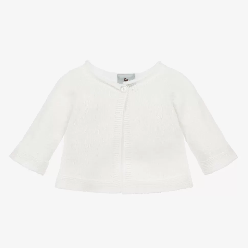 G.H.Hurt amp; Son White Cashmere Knitted Baby Cardigan^ Tops