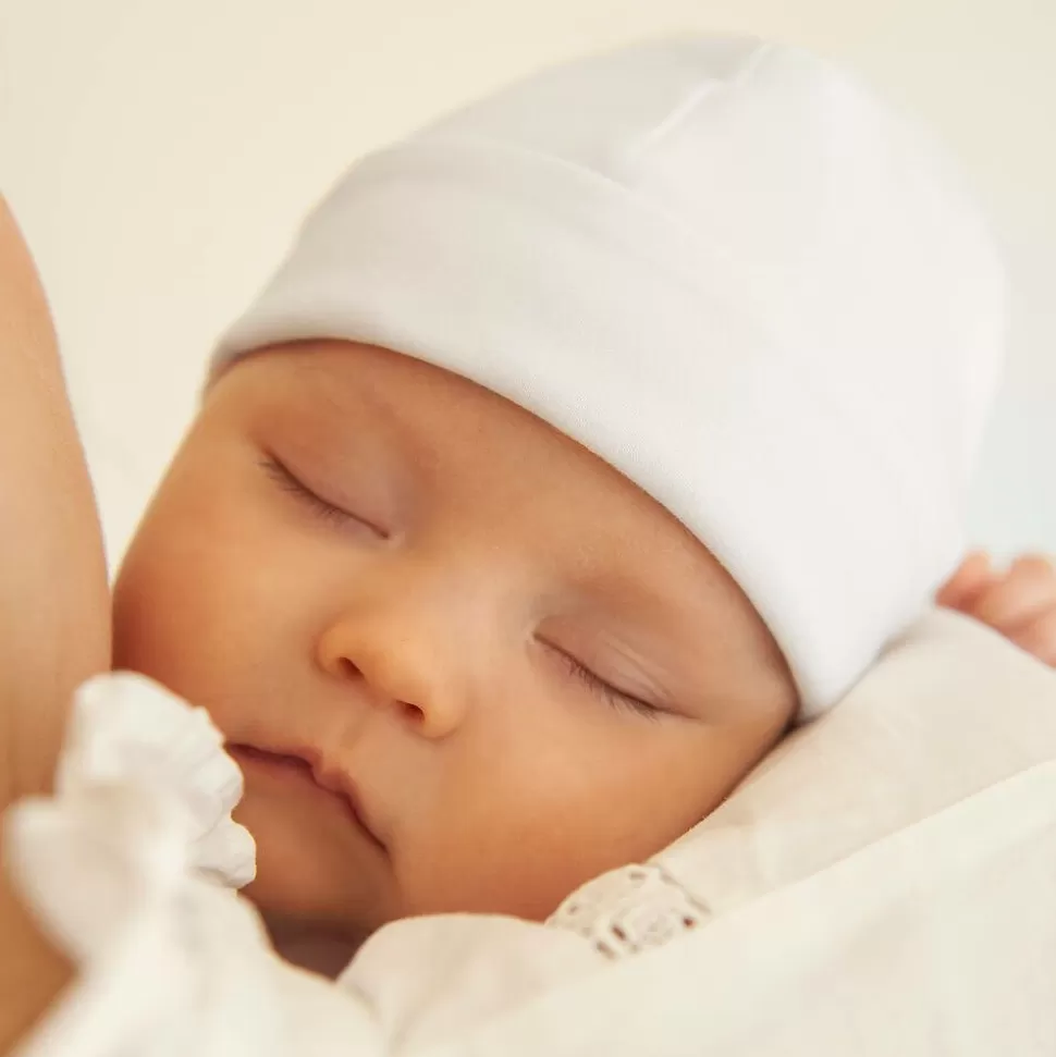 Laranjinha White Cotton Baby Hat^ Hats