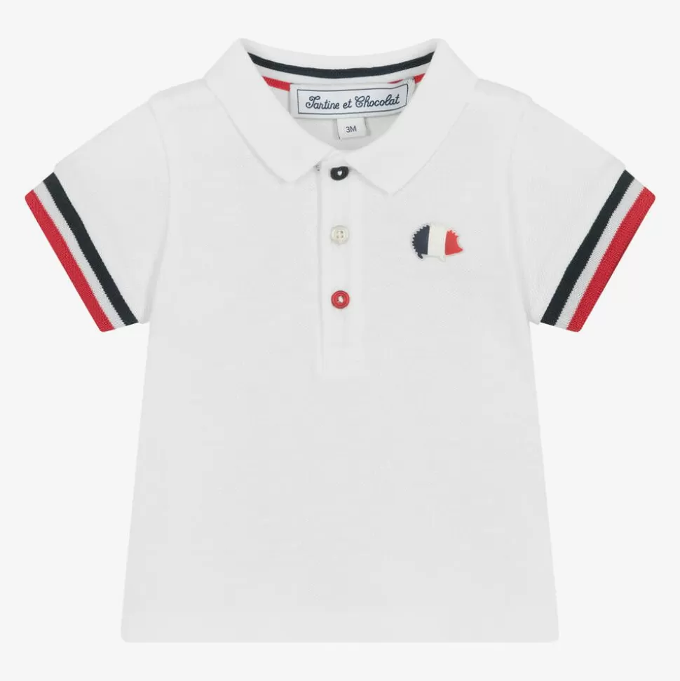 Tartine et Chocolat White Cotton Baby Polo Shirt^ Tops