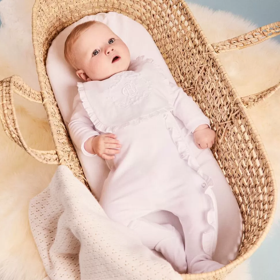 Beatrice amp; George White Cotton Babygrow & Embroidered Bib Set^ Gifts | Babysuits
