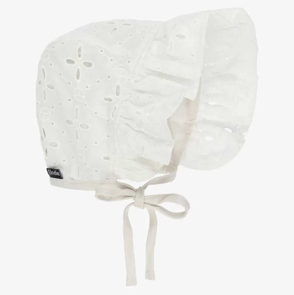 Elodie White Cotton Bonnet (SPF30)^ Hats