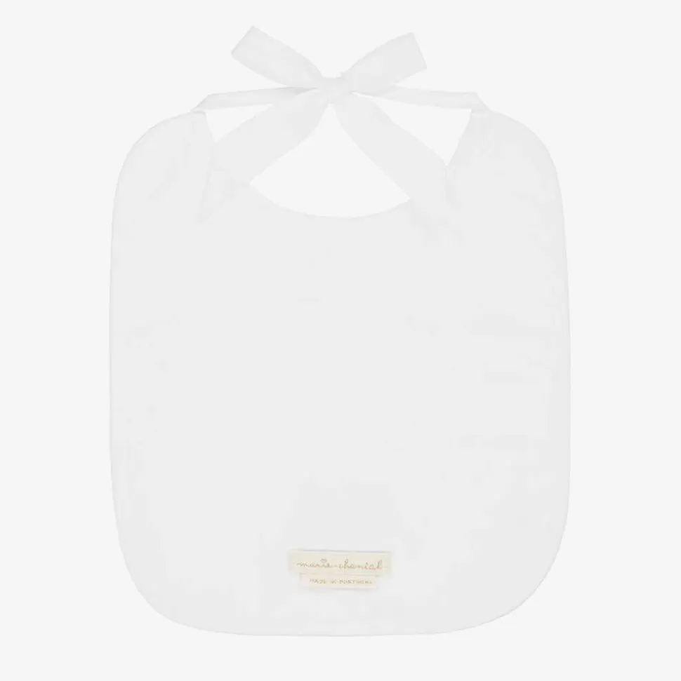 Marie-Chantal White Cotton Crest Bib^ Feeding Accessories