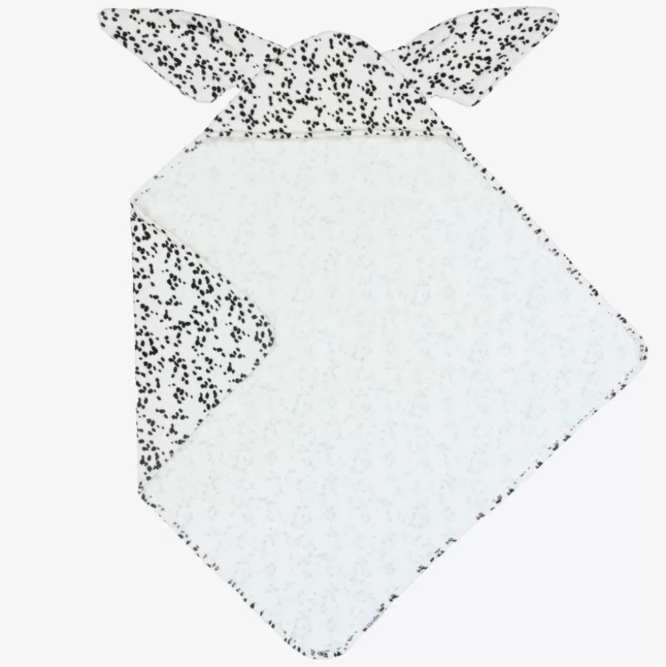 Elodie White Cotton Hooded Spotty Dalmation Towel^ Towels & Robes