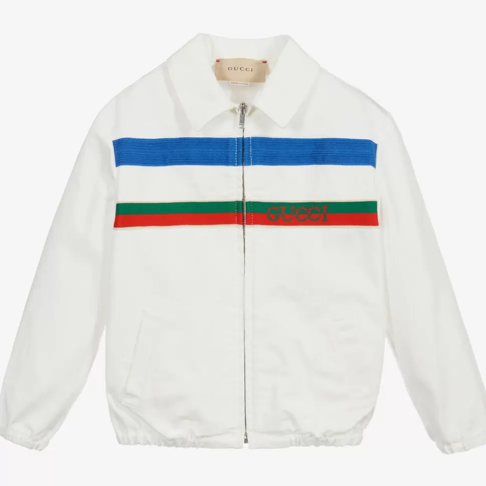 Gucci White Cotton Logo Baby Jacket^BOY Coats & Jackets