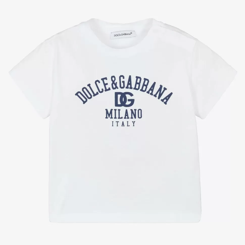 Dolce amp; Gabbana White Cotton Milano Logo Baby T-Shirt^ Tops | Tops