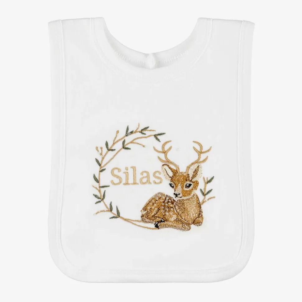 Paint My Dreams White Cotton Personalised Reindeer Bib^ Feeding Accessories