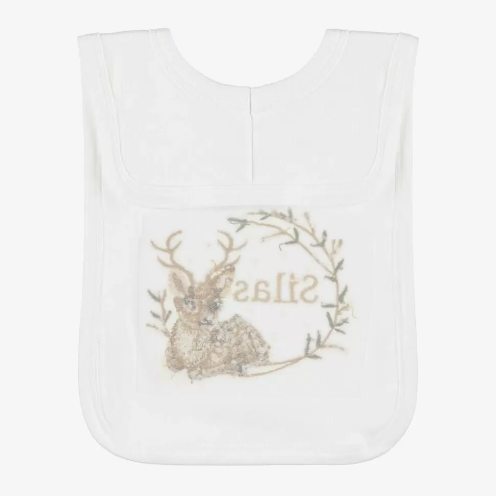 Paint My Dreams White Cotton Personalised Reindeer Bib^ Feeding Accessories