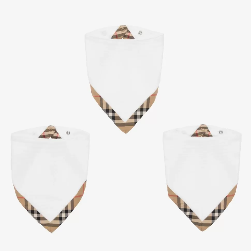Burberry White Cotton Vintage Check Bib Gift Set^ Gifts