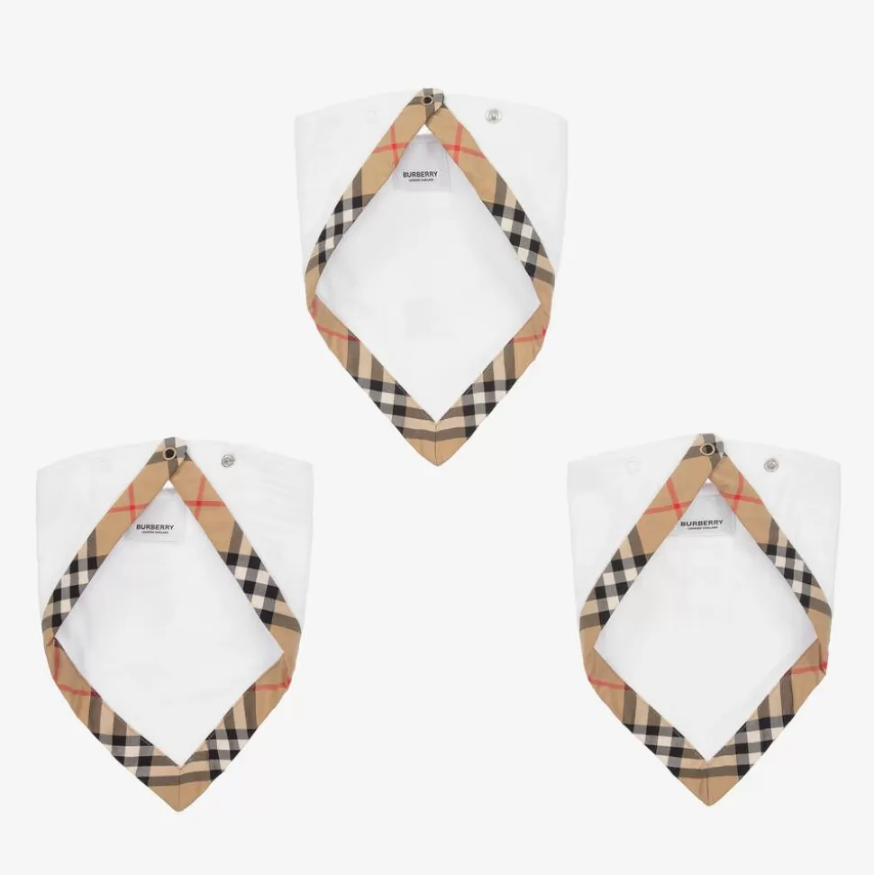 Burberry White Cotton Vintage Check Bib Gift Set^ Gifts