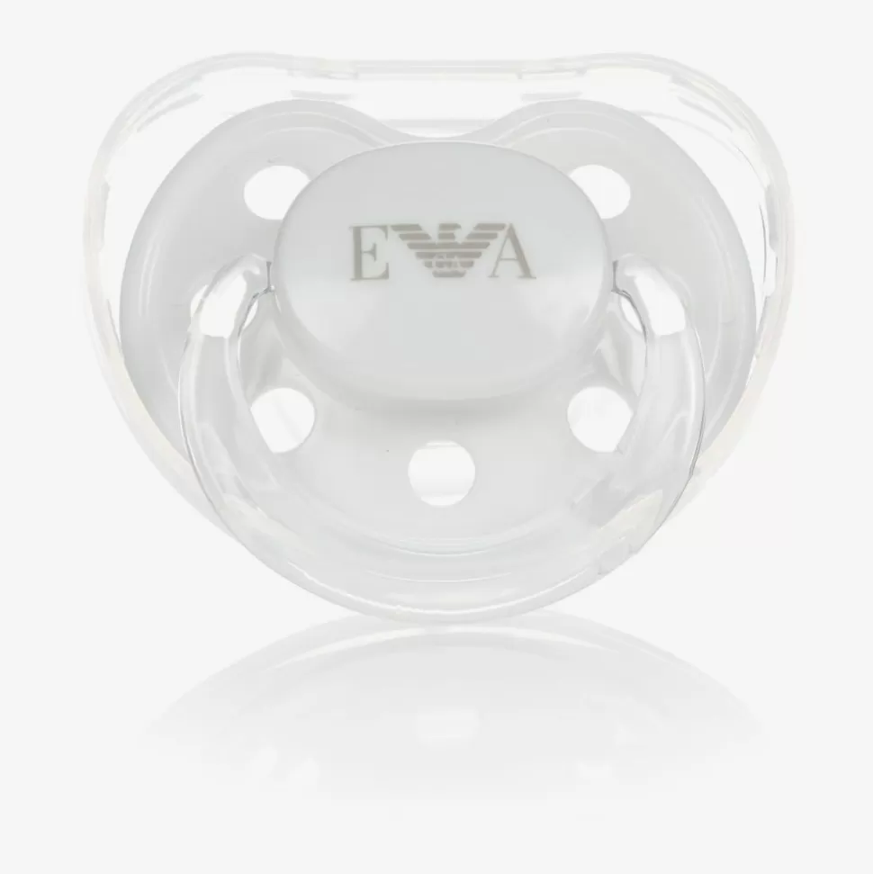 Emporio Armani White Dummy & Clip Set^ Sleeping Accessories