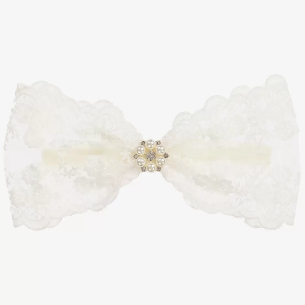 Cute Cute White Lace Bow Headband (24cm)^ Hair Accessories