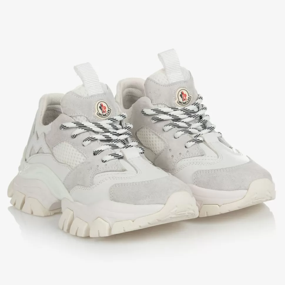 Moncler Enfant White Leather Lace-Up Trainers^BOY Trainers | Trainers