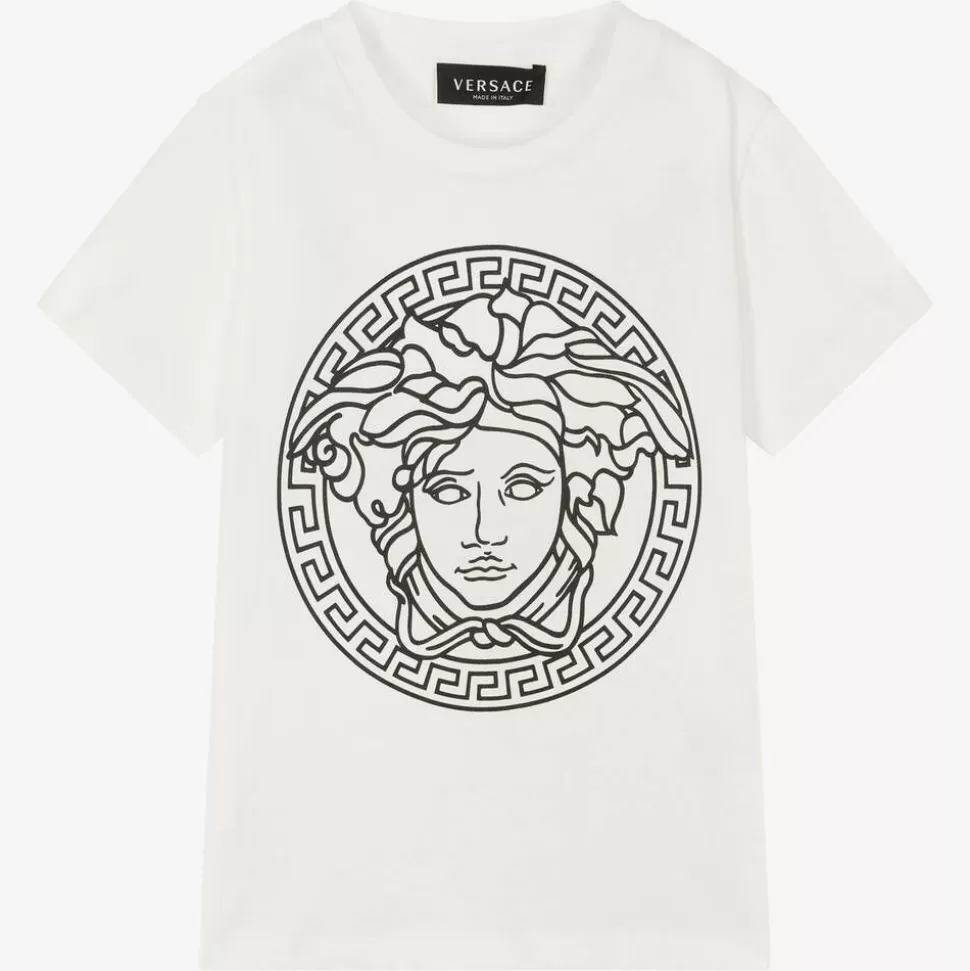 Versace White Medusa Cotton T-Shirt^ Tops